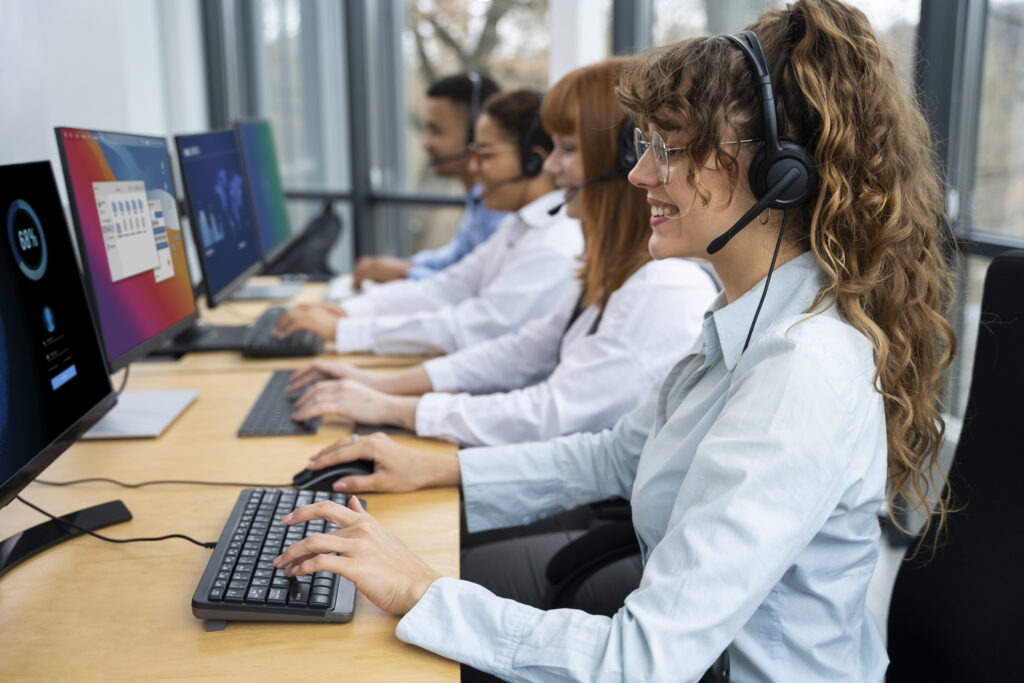people working call center